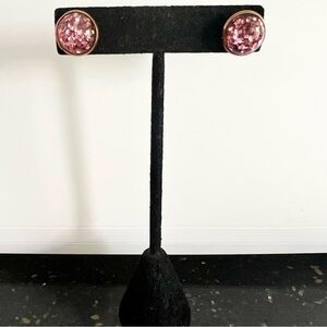 🍭6/$30 Pink glitter round post earrings